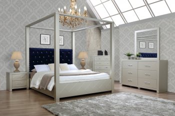 Parson Canopy Bedroom 5Pc Set in Platinum & Black w/Options [ADBS-Parson]