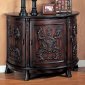 Rich Cherry Finish Three Doors Chest w/Accent Carvings