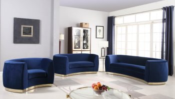 Julian Sofa 620 in Navy Velvet Fabric by Meridian w/Options [MRS-620 Julian Navy]