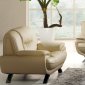 Almond Leather Contemporary Living Room W/Chromed Legs