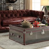 Aberdeen Coffee Table 82290 in Dark Brown Leather by Acme