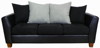 Black Fabric & Leatherette Modern Sofa & Loveseat Set w/Options [PMS-4650-Black]