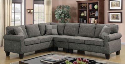 Rhian Sectional Sofa CM6329GY in Dark Gray Linen-Like Fabric