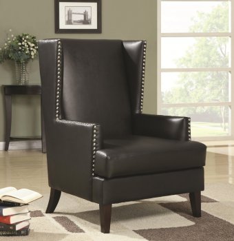 902078 Accent Chair in Black Leatherette by Coaster [CRCC-902078]