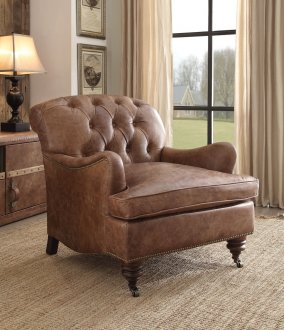 Durham Accent Chair 96677 in Brown Genuine Leather by Acme