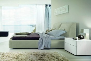 Pavo Cenere Upholstered Bed in Ash Nabuck by Rossetto w/Options [Rossetto-Pavo Cenere]