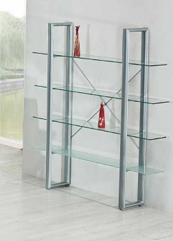 D106 Shelf Unit w/4 Glass Shelves & Chrome Accents [EGWU-D106]