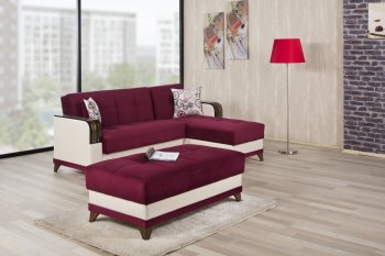 Almira Golf Burgundy Sectional Sofa in Fabric by Casamode [CMSS-Almira Golf Burgundy]