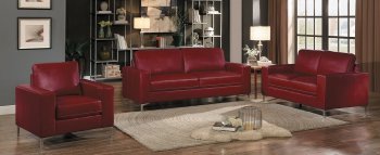 Iniko Sofa & Loveseat 8203RD in Red Leather Match by Homelegance [HES-8203RD Iniko Set]