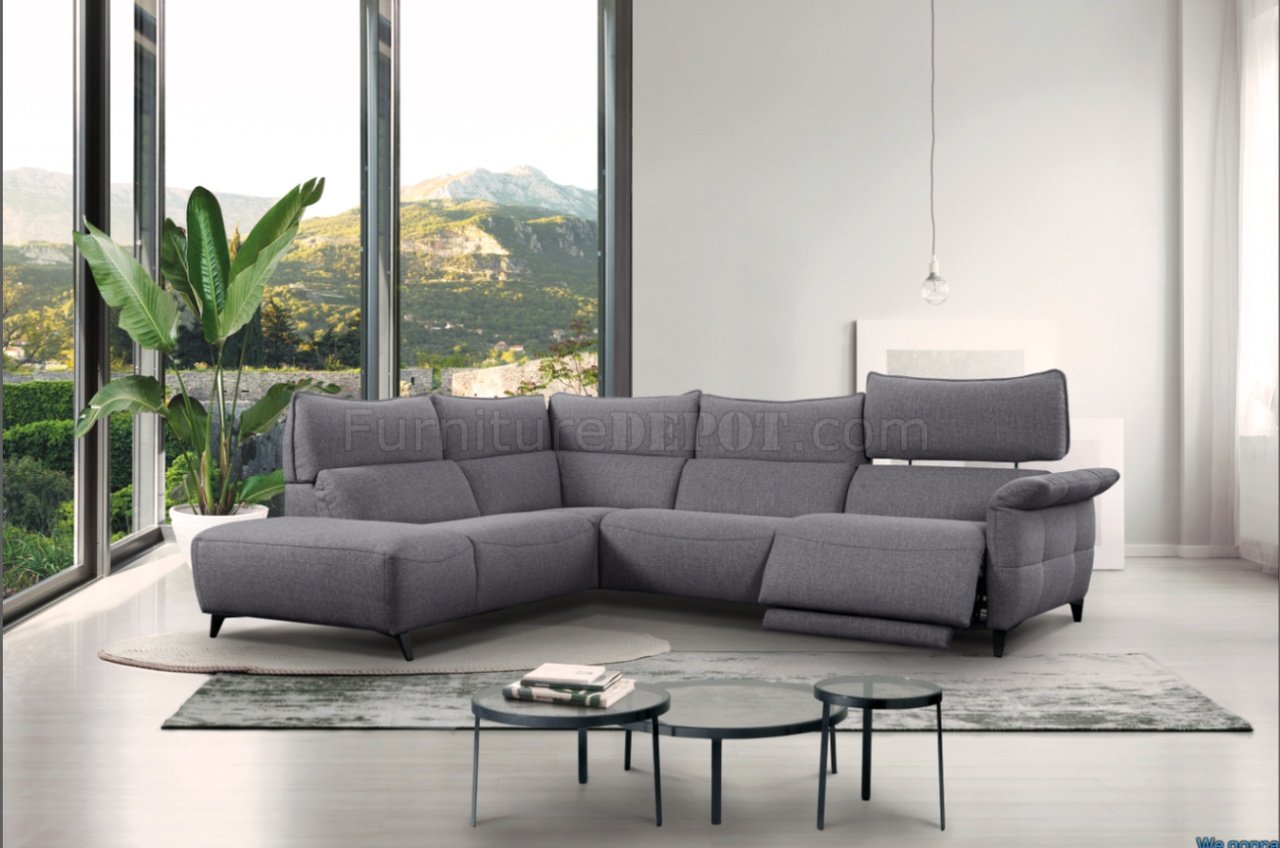 Challenger Power Motion Sectional Sofa Light Gray Fabric by ESF - Click Image to Close