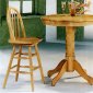 Natural Wood Finish Stylish Bar Table with Swivel Chairs