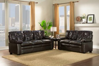 Charley Sofa & Loveseat Set 9715PU in Brown Vinyl by Homelegance [HES-9715PU Charley]