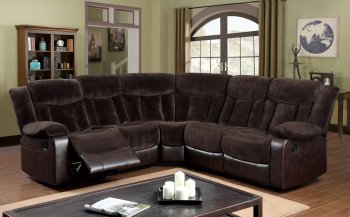 Hampshire Reclining Sectional Sofa CM6809 in Brown Fabric [FASS-CM6809 Hampshire]