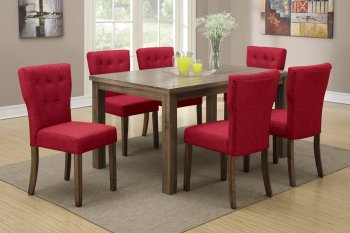 F2403 Dining Set 5Pc by Boss w/Dark Red Linen Chairs [PXDS-F2403-F1383]