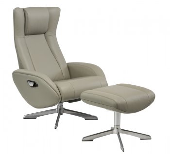 Maya Chair & Ottoman in Gray Leather by J&M Furniture [JMRC-Maya Gray]