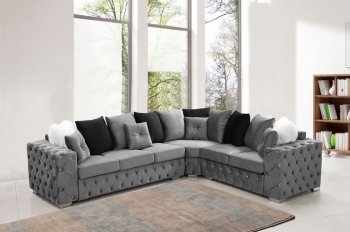 LCL-027 Sectional Sofa in Gray Velvet [BDSS-LCL-027 Gray]