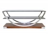 Amanda TV Unit w/Walnut Base & Black Glass Top by Whiteline