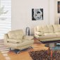 Beige Leather Modern Elegant Living Room with Tufted Seats