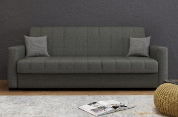 Melbourne Sofa Bed & Loveseat Set in Charcoal Fabric [IKSB-Melbourne Charcoal]