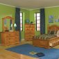 Light Brown Finish Transitional Kids Bedroom w/Optional Bed