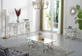 Alexis Coffee Table 231 Clear Glass Top by Meridian w/Options [MRCT-231 Alexis]