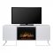 Chase Electric Fireplace Media Console White by Dimplex w/Logs