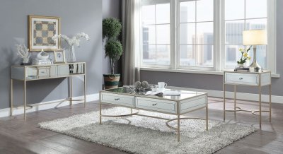 Wisteria Coffee Table 80605 in Mirror & Rose Gold by Acme