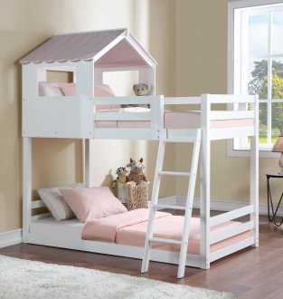 Solenne Bunk Bed BD00705 in White & Pink by Acme