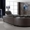 Espresso Full Tufted Leather Modern Sectional Sofa w/Wooden Legs