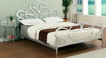 Silver Tone Metal Modern Bedroom w/Optional Night Stands [CYBS-6453]