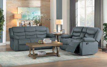 Discus Reclining Sofa & Loveseat 9526GY in Gray by Homelegance [HES-9526GY-Discus Set]