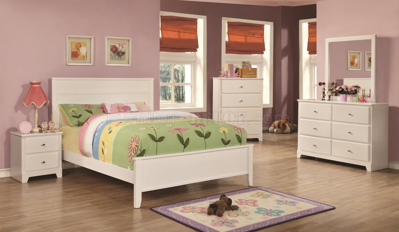 400761 Ashton Kids Bedroom 4pc Set In White By Coaster W Options