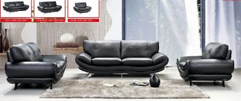 Black Bonded Leather Modern Living Room Sofa w/Options [EFS-6100]