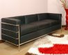 Le Corbusier Style Grande Sofa in Black Leather w/Free Ottoman