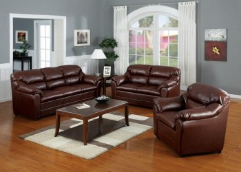 Brown Bonded Leather Match Modern Couch & Loveseat Set w/Options [AMS-15150-Connell]