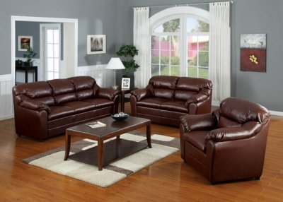 Brown Bonded Leather Match Modern Couch & Loveseat Set w/Options