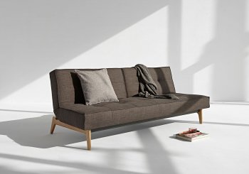 Splitback Sofa Bed in Dark Brown w/Eik Legs by Innovation [INSB-Splitback-503-Eik]