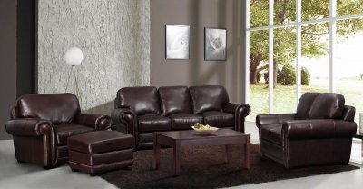 Leather Italia Dark Brown Yuma Sofa & Loveseat Set w/Options