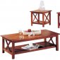 Brown Finish Modern 4Pc Coffee Table Set