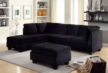 Lomma Sectional Sofa & Ottoman Set CM6316 in Black Fabric [FASS-CM6316-Lomma]