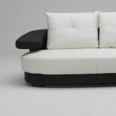 Black and White Leather Modern Sectional Sofa w/Optional Chair