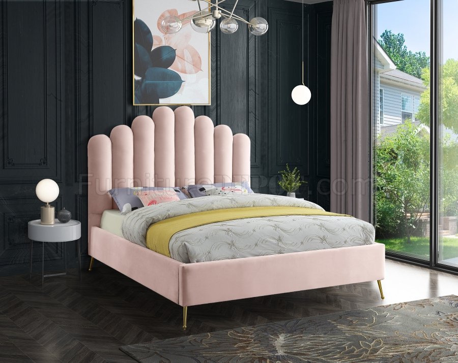 Lily Bed in Pink Velvet by Meridian w/Options