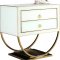 Alyssa Side Table in White Glass by Meridian w/Gold Tone Base