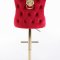 Leo Gold Barstool Set of 2 in Red Fabric