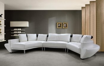 Jupiter White Leather Sectional Sofa w/Chrome Legs [VGSS-0510 Jupiter White]