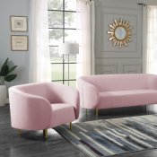 Lavilla Sofa 611 in Pink Velvet Fabric by Meridian w/Options