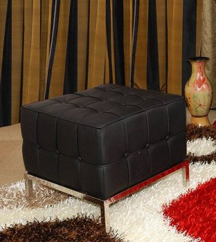 Black Full Leather Button Tufted Modern Ottoman [KCO-M42-Black]