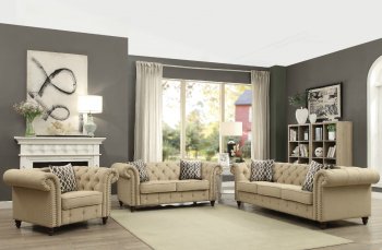 Aurelia Sofa 52420 in Beige Linen Fabric by Acme w/Options [AMS-52420 Aurelia]