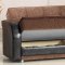 Utica Sofa Bed in Dark Brown Fabric & Black Vinyl w/Options