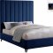 Via Upholstered Bed in Navy Velvet Fabric by Meridian